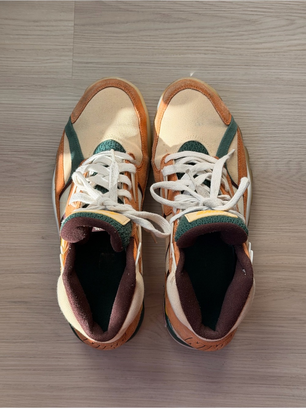 Nike Cream, Brown & Green Retro-Style Sneakers